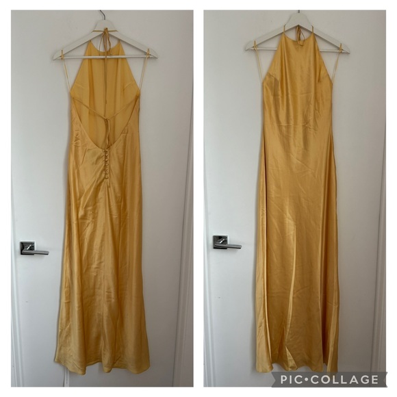 Reformation NWT Small Jeany Backless Silk Formal Long Maxi Dress Sunshine - Picture 5 of 12